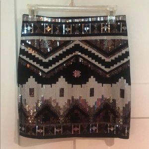 Express sequined Aztec print skirt